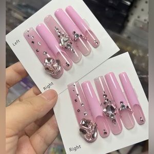Custom press on nails pink French